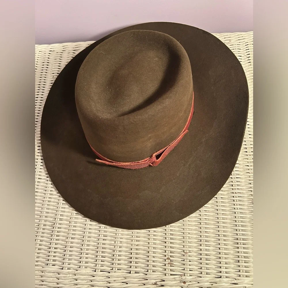 Vintage 1970s Western Rodeo Boots Edmonton Brown Felt Cowboy Hat 4x Quality - Picture 2 of 9
